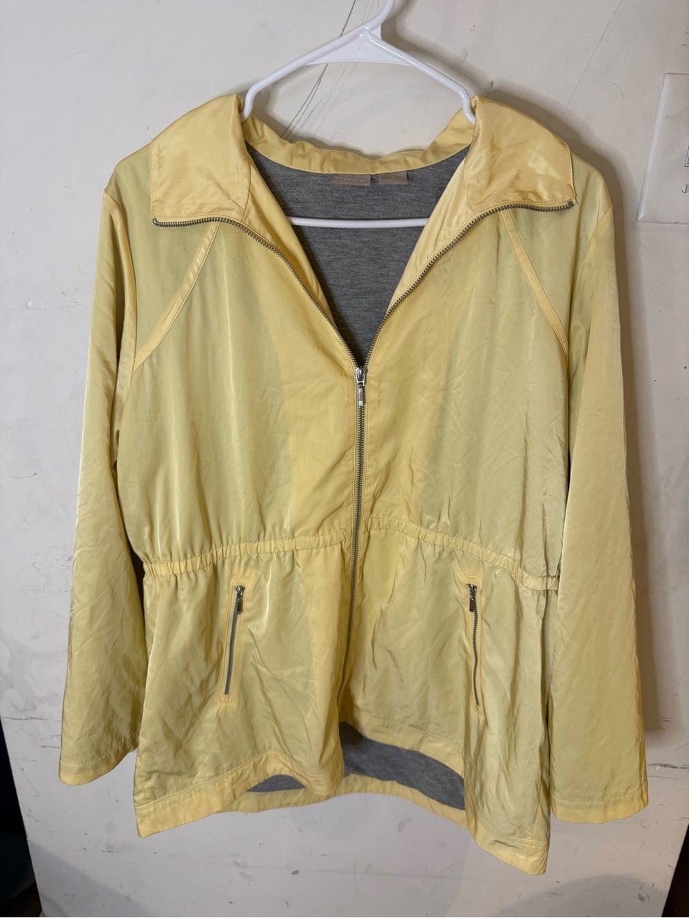 Women’s Light Yellow Bomber Jacket with Zip Front